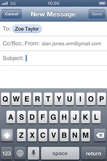 Press Subject and key in a subject for the email message.
