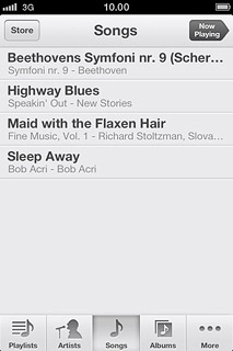 Press the required category at the bottom of the display.Go to the required audio file.