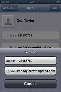 Press the required number or the required email address.