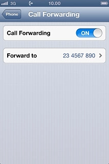Press the indicator next to Call Forwarding to turn off the function.