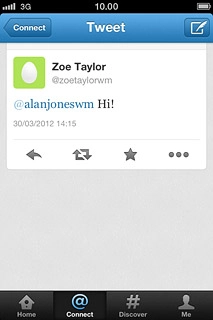 Press Connect to return to the list of replies and mentions.