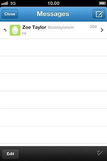 Press the new message icon.Key in the first letters of the required Twitter contact.Matching Twitter contacts are displayed.