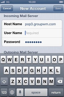 Press User Name below Incoming Mail Server and key in the username for your email account at your email provider.