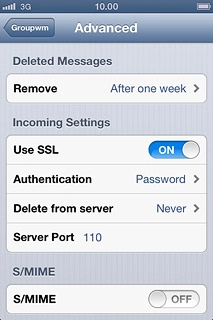 Press the indicator next to Use SSL to turn off the function.