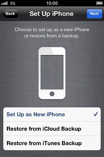 If you've used an iPhone before and want to restore previous content from an iCloud backup:Press Restore from iCloud Backup and go to step 6b.
