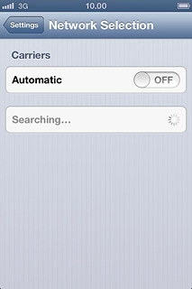 Press the indicator next to Automatic to turn off automatic network selection.Your phone searches for networks within range.A list of available networks will show on your display.