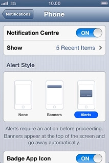 To change display format:Press the required format below Alert Style.