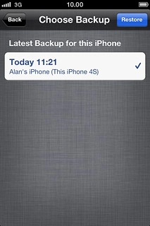 Press the required backup.