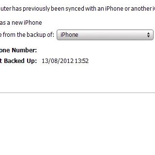 Click the drop down list next to Restore from the backup of.