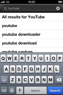 Key in YouTube and press Search.