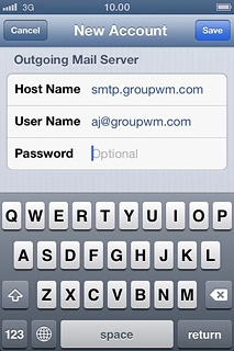 Press Password below Outgoing Mail Server and key in the password for the outgoing server.Please note that if you're using Vodafone's outgoing server, leave the username and password fields empty.
