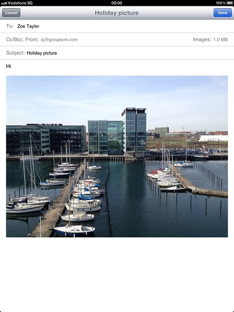 Write the subject and text for your email message and press Send.