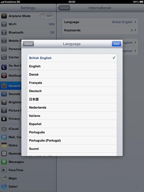 Press the required language.