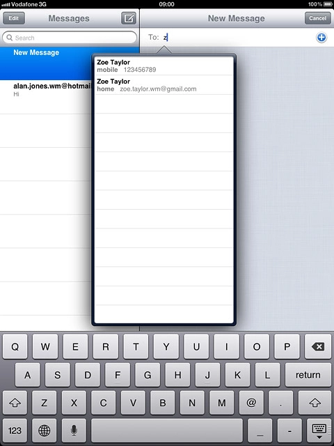 Press the required contact.