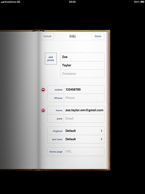 Press the field next to the email address.
