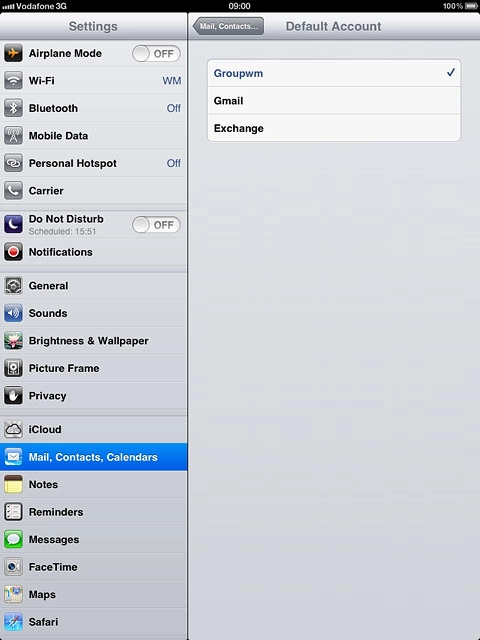 Press the required email account to use it by default.