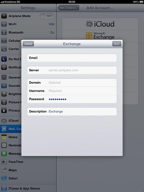 Press Username and key in your username for the server.