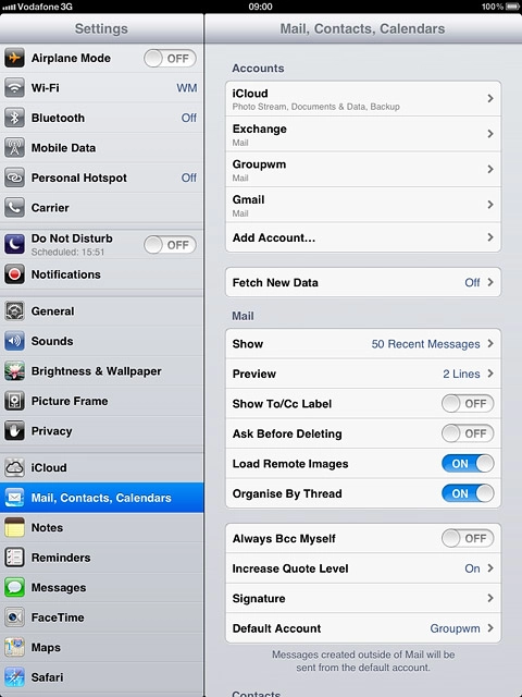 Press Default Account.
