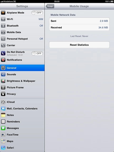 Your data usage is displayed below Mobile Network Data.
