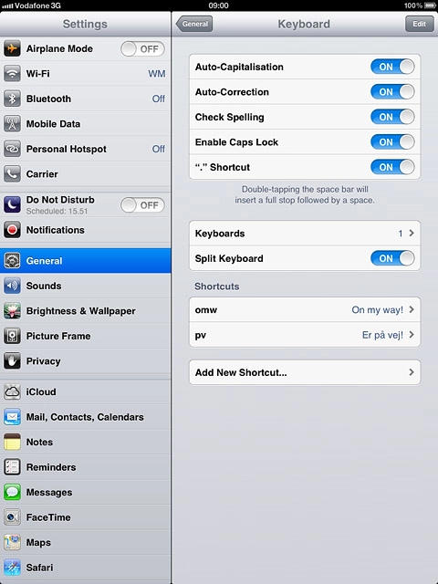 Press the indicator next to Auto-Correction to turn on word suggestion.