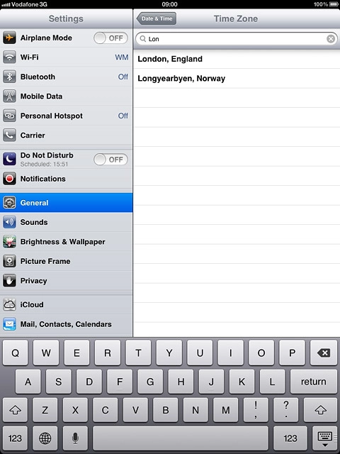 Press the required time zone.