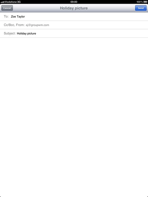 Press the text input field and write the required text.