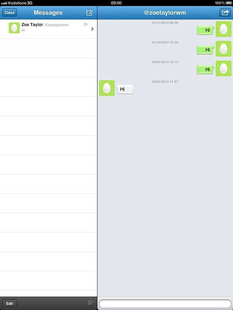 Press the text input field.