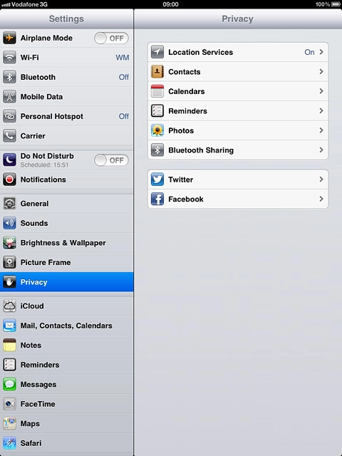 Press Location Services.