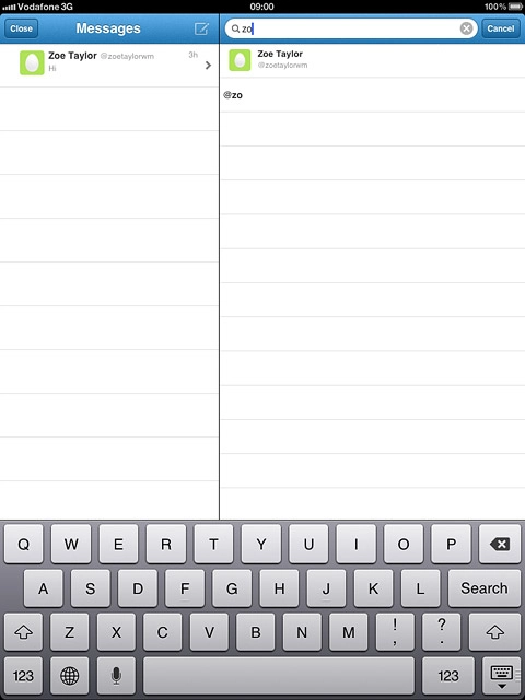 Press the required Twitter contact.