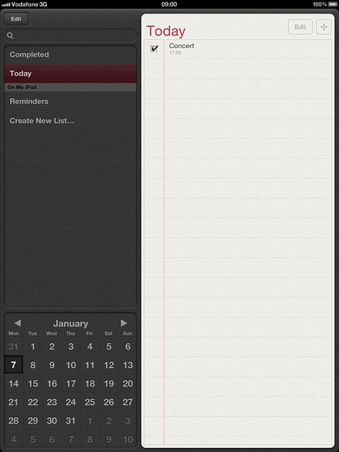 When the box next to the reminder is ticked (V), the reminder is marked as complete.