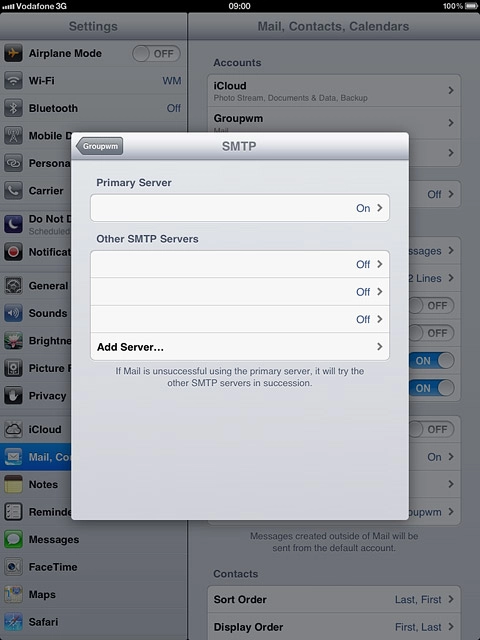 Press the field below Primary Server.