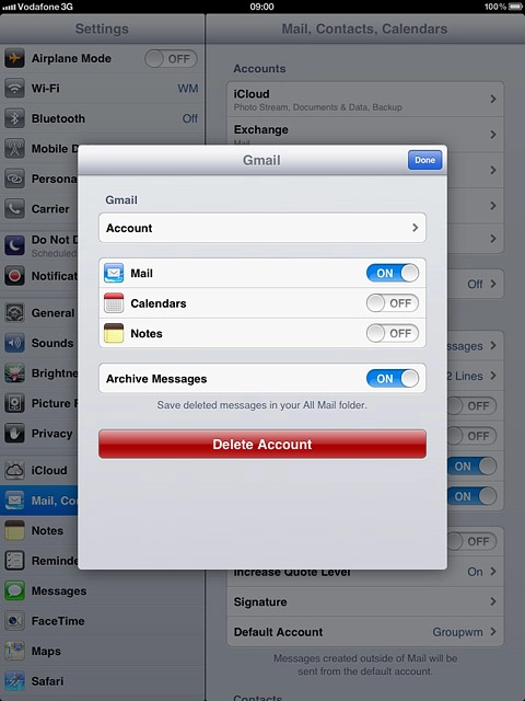 Press Delete Account.