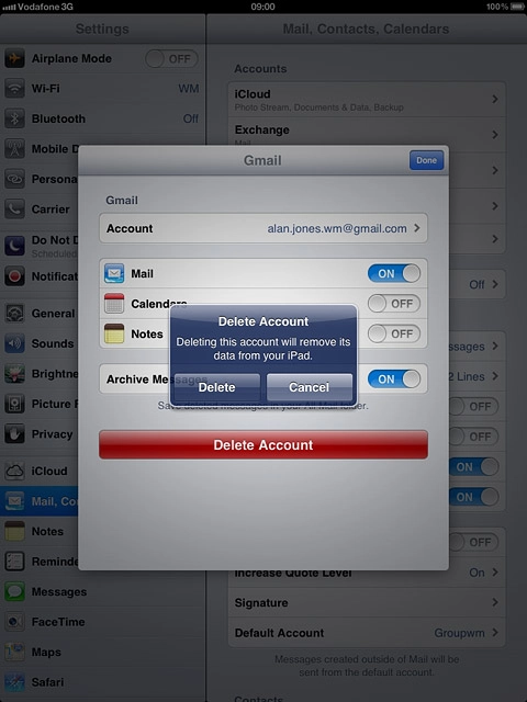 Press Delete to confirm.