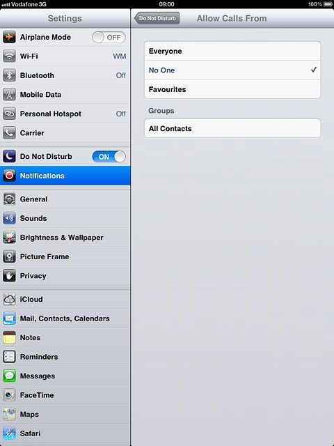Press Everyone, No One, Favourites or the required group.