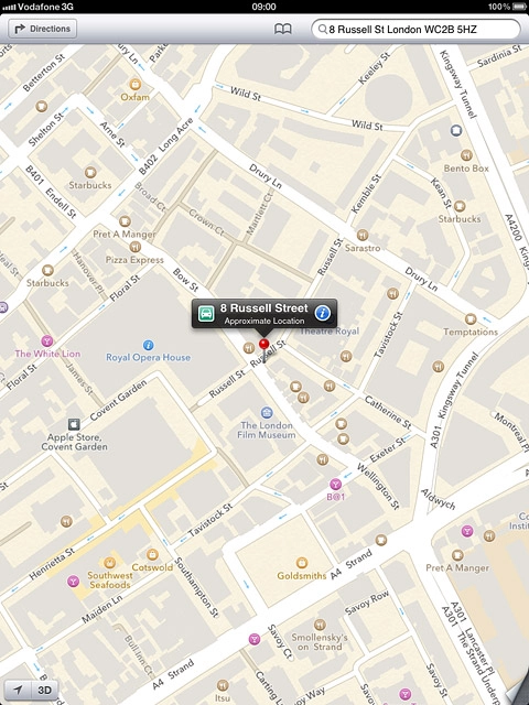 The information field, containing name or address of the destination, is displayed above the destination.