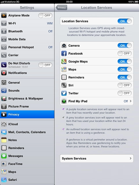 Press Privacy to save the settings.