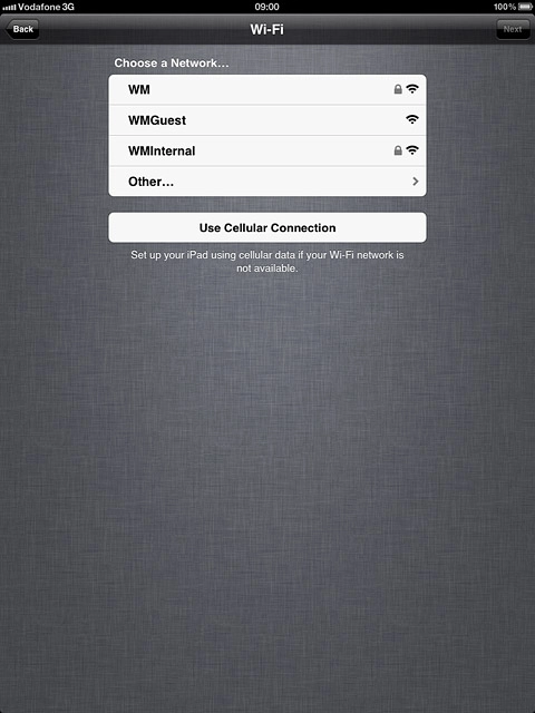 To activate your device using Wi-Fi:Press the required Wi-Fi network or Other....