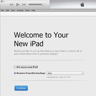 Click the drop down list next to Restore from this backup.