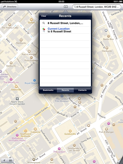 Press the required destination.