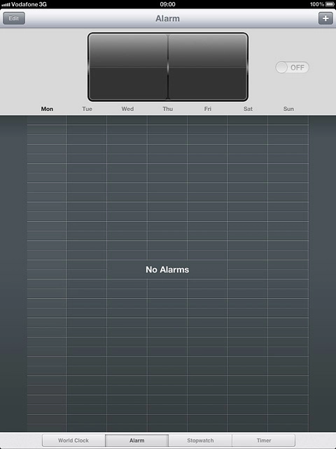 Press the add alarm icon.