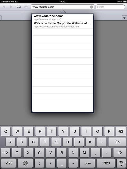 Key in the address of the required web page and press Go.