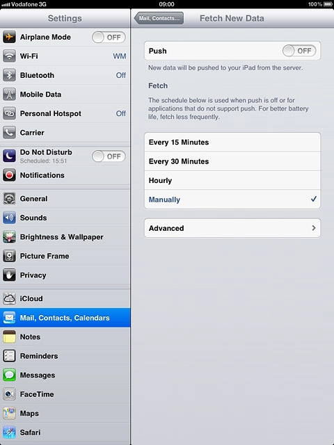 Press Mail, Contacts... to save the settings.