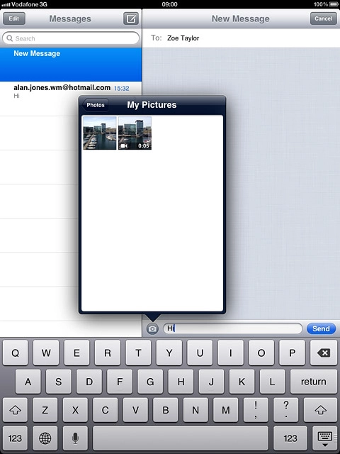 Press the required picture or the required video clip.