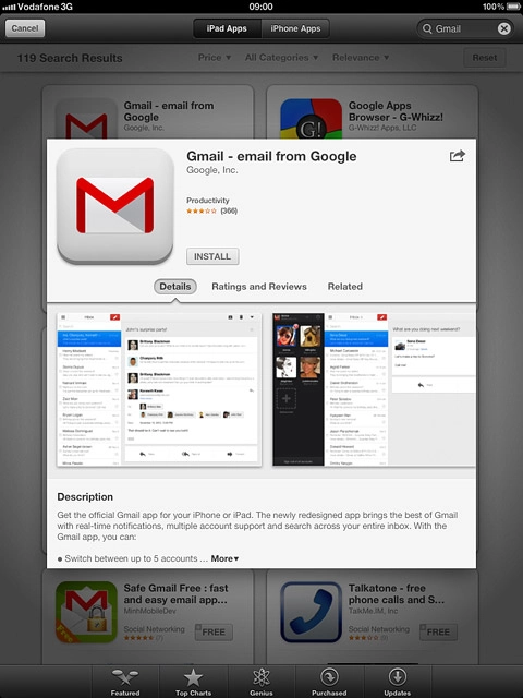Press INSTALL.Log on to App Store if you're asked to do so.Wait a moment while the application is installed.