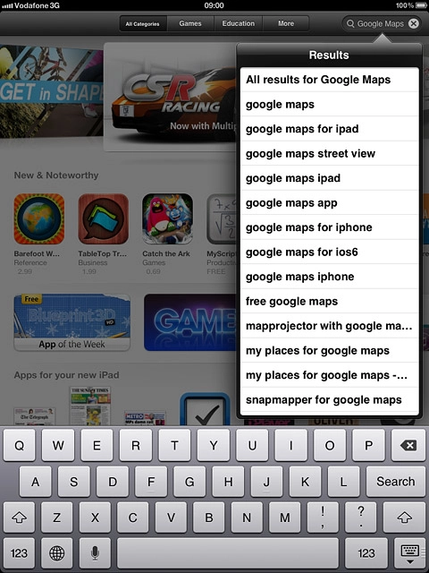 Key in Google Maps and press Search.