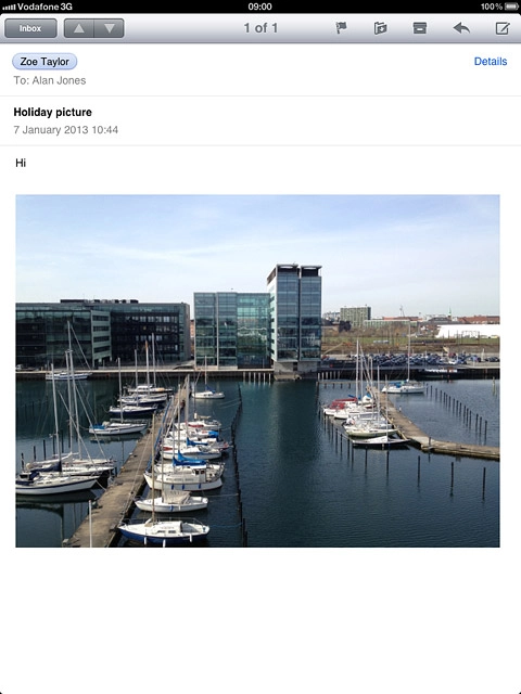 To see a list of email accounts:Press the field in the top left corner of the display.