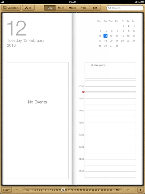 Press one of the following options at the top of the display:Day