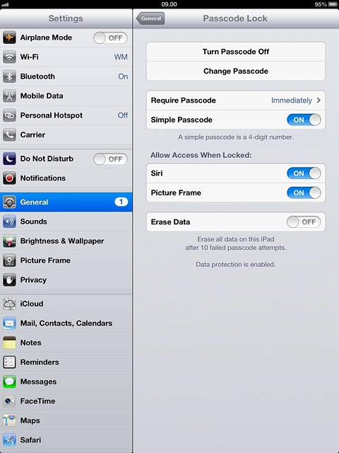 Press Turn Passcode Off.Key in the lock code.