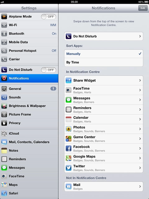 Press the required menu item.
