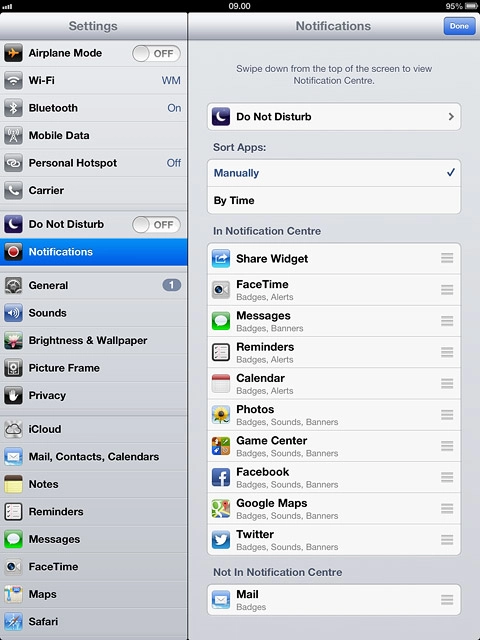 Press and hold the organise icon next to the required menu item.Drag the menu item to the required position.